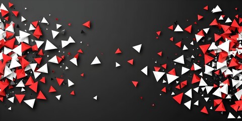 Canvas Print - Abstract geometric background with red and white triangles on black