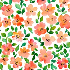 Wall Mural - Watercolor Floral Seamless Pattern