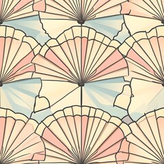 Sticker - Abstract Seamless Pattern of  Folded Fans