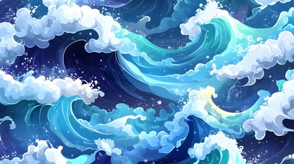 Canvas Print - Sea Waves Blue Ocean Abstract Background