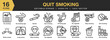 © spacepixel - Quit Smoking icon set. Editable Stroke Icon Collection. Includes broke smoke, lung cancer, no cigarette, and More. Outline icons vector collection.