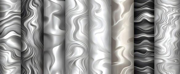 Wall Mural - Abstract 3D White and Black Wavy Pattern