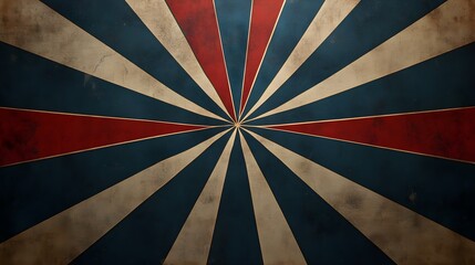 Sticker - Vintage Sunburst Background with Red and Blue Stripes