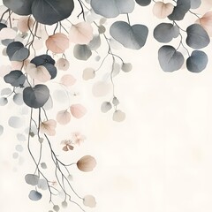 Wall Mural - Watercolor Eucalyptus Leaves on White Background