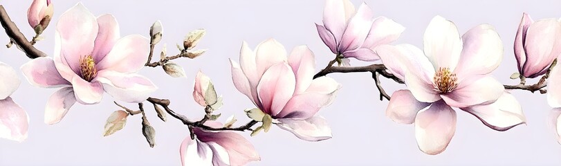 Sticker - Watercolor Painting of Magnolia Flowers