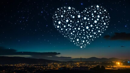 Wall Mural - A heart shaped projection of stars in the night sky