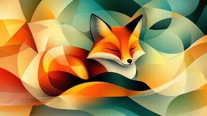 Morphism style illustration of a fox, blending abstract shapes and smooth, modern transitions.