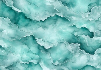 Sticker - Abstract Watercolor Background with Turquoise and Green Color