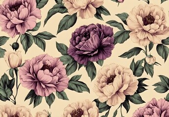 Sticker - Floral Pattern with Pink and White Peonies