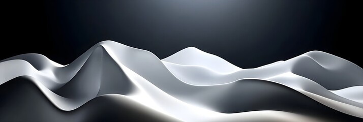 Canvas Print - Abstract White Waves on Black Background