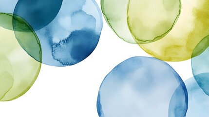 Canvas Print - Abstract Watercolor Background with Blue and Green Circles