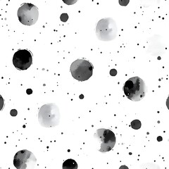 Poster - Abstract Black and White Watercolor Pattern with Circles and Dots