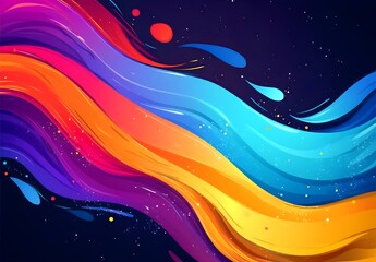 Poster - Abstract Colorful Swirls and Waves on Dark Background