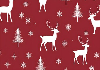 Canvas Print - Winter Deer Pattern