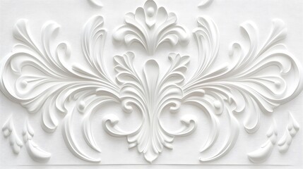 Wall Mural - White Ornate Design On White Wall