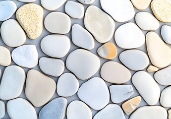 Wall Mural - White, Beige and Blue Pebble Stone Wall