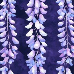 Sticker - Watercolor Wisteria Flowers on a Deep Purple Background