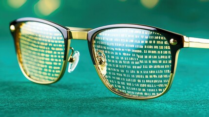 Glasses Reflecting Binary Code