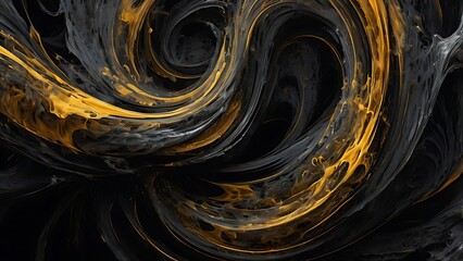 Wall Mural - Golden and black abstract background wallpaper liquid form design