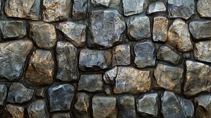 Wall Mural - A stone wall is shown in a close up view