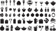 © RABBI - Food and cooking web icons. Set of black symbols for a culinary theme Vector collection of silhouette design elements.