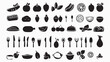 © RABBI - Food and cooking web icons. Set of black symbols for a culinary theme Vector collection of silhouette design elements.