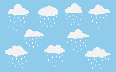 clouds and rain , rainy season, clouds and storm, weather nature background , vector illustration.