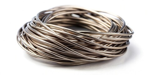 Coil of iron wire on white background