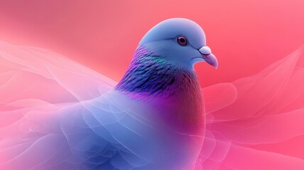 Wall Mural - A pigeon rendered in Morphism style, showcasing smooth gradients and abstract shapes.