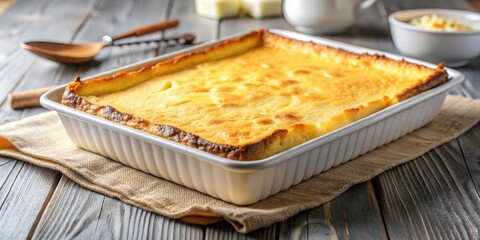 Wall Mural - Cottage cheese casserole with a golden crust on top , food, casserole, cottage cheese, golden, crust, baked, dish, savory