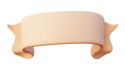 Wall Mural - beige banner ribbon 3d render icon isolated on transparent background cutout