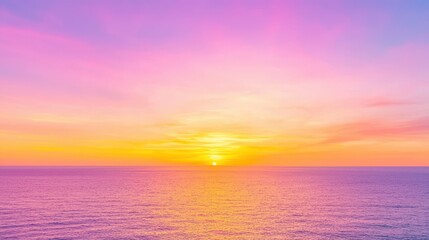 Wall Mural - Sunset Over Ocean With Pink And Yellow Sky