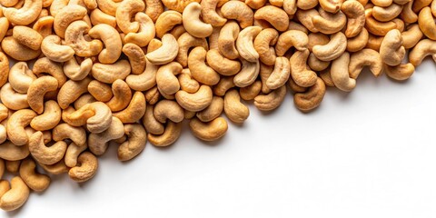 Wall Mural - A composition of cashews in a beautiful pattern , food, nuts, snack, natural, organic, healthy, texture, background, nutty