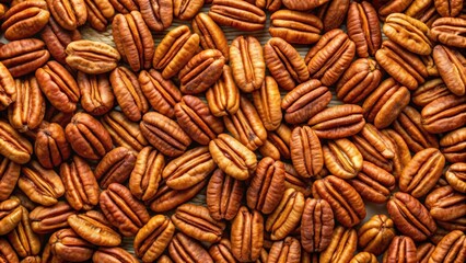 Wall Mural - Top view of a pile of pecan nuts, a healthy and nutritious snack, pecans, nuts, top view, food, healthy, snack, organic