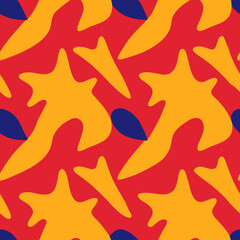 Sticker - seamless pattern with red and yellow leaves