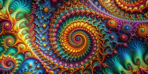 Wall Mural - Abstract render of colorful fractal art with intricate patterns and dynamic shapes, fractal, abstract, render