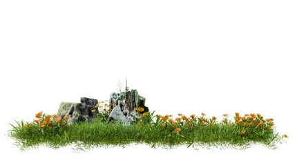 Poster - footage grass row field and death tree stump 