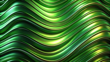 Poster - Abstract metallic wallpaper with liquid and wavy green gradient shapes and forms, metallic,wallpaper, abstract, liquid, wavy