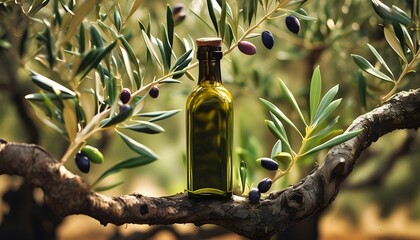 Wall Mural - Premium Green Olive Oil Crafted for Culinary Excellence