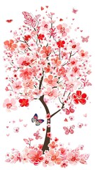 Wall Mural - Floral tree beautiful with butterfly 