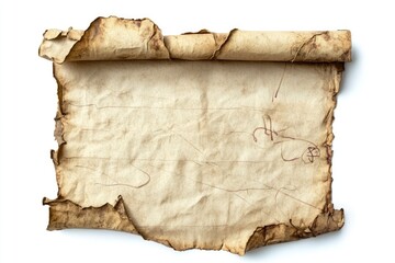 Wall Mural - old paper manuscript isolated on white background. ancient page with space for writing , ai