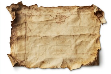 Wall Mural - old paper manuscript isolated on white background. ancient page with space for writing , ai