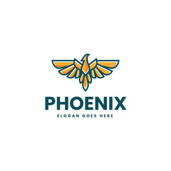 Wall Mural - Vector Logo Illustration Phoenix Simple Mascot Style