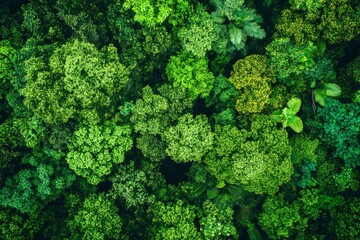 Wall Mural - Verdant Canopy Aerial View of Dense Green Forest Symbolizing Ecological Health, ai