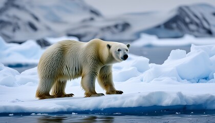 Wall Mural - Adventurous Arctic Education on Endangered Polar Bears in the Icy Antarctic Climate