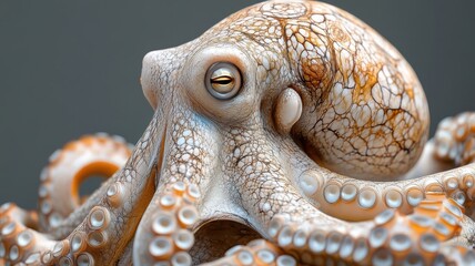 Octopus with a detailed textured pattern, emphasizing its unique skin textures and intricate surface details.