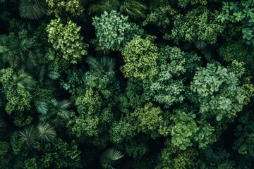 Wall Mural - Verdant Canopy Aerial View of Dense Green Forest Symbolizing Ecological Health, ai