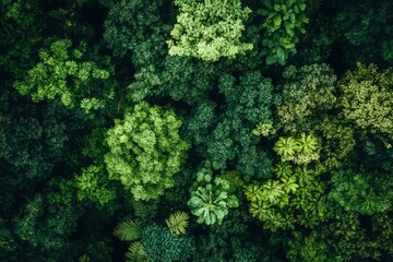 Wall Mural - Verdant Canopy Aerial View of Dense Green Forest Symbolizing Ecological Health, ai