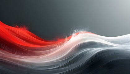 Wall Mural - dynamic abstract design with red backdrop and swirling white, silver, and gray waves