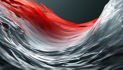 Wall Mural - dynamic abstract design with red backdrop and swirling white, silver, and gray waves